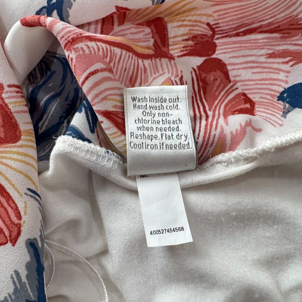 Lauren Conrad Women Sz S Ivory Tank Tunic Floral Print Crochet Neck Sleeveless - Picture 6 of 7